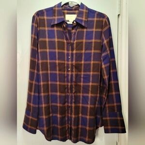 Artelier nicolle Miller  plaid button down long sleeve Top size S NWOT